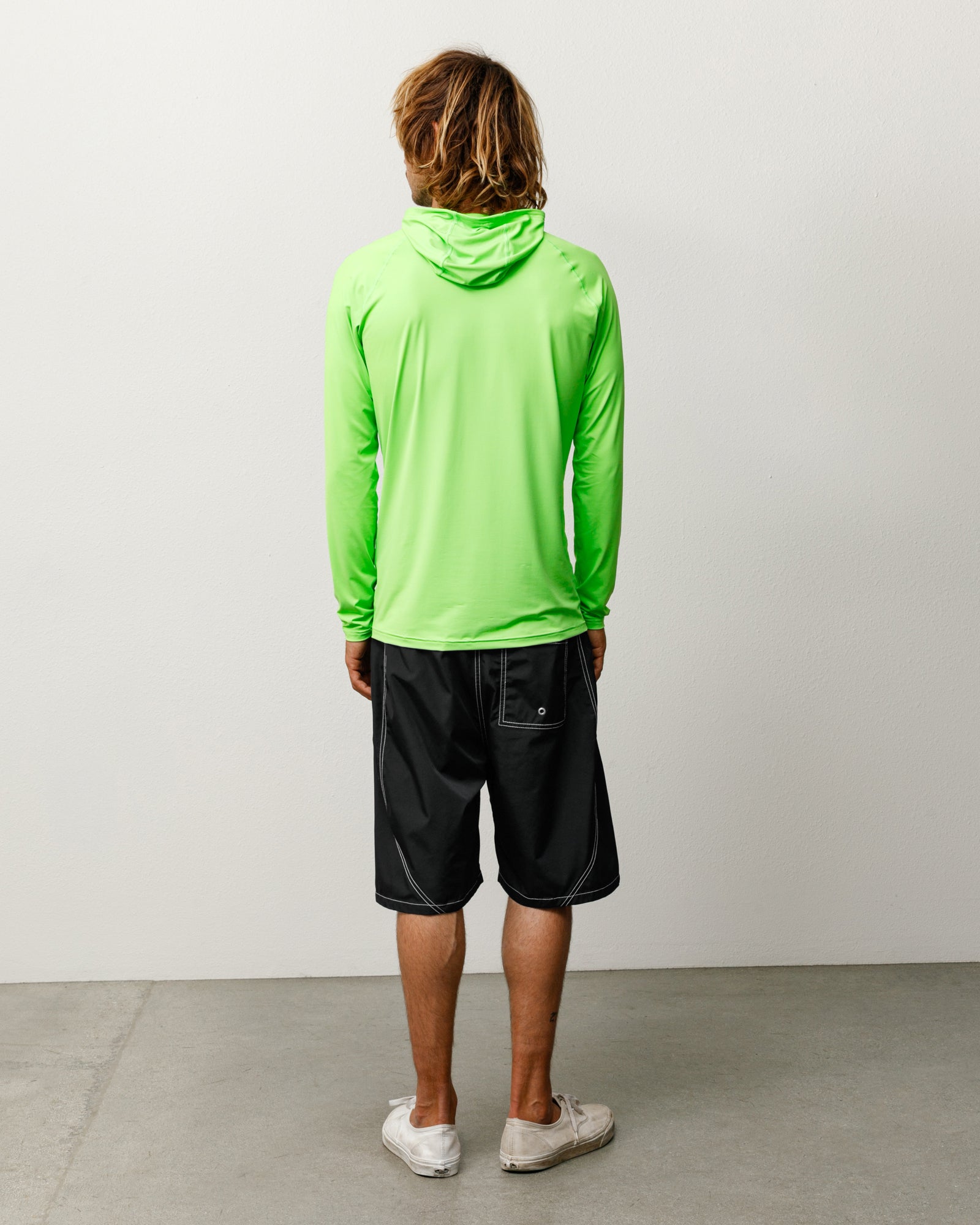 Ls Hooded Rash Guard Unisex Long Sleeve In Lime