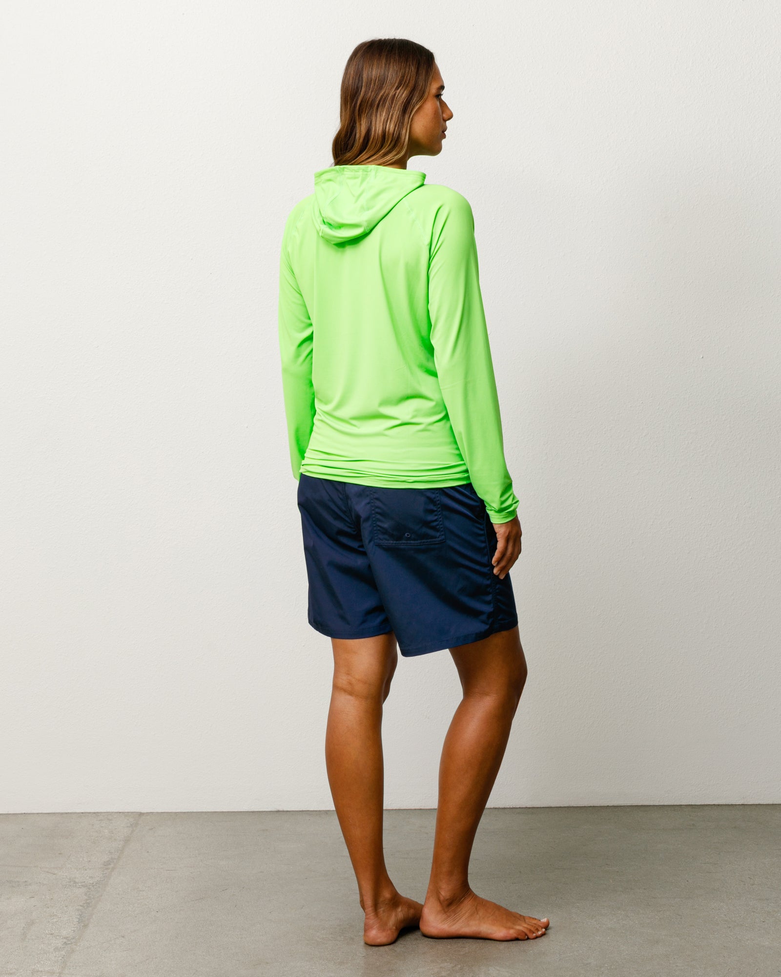 Ls Hooded Rash Guard Unisex Long Sleeve In Lime