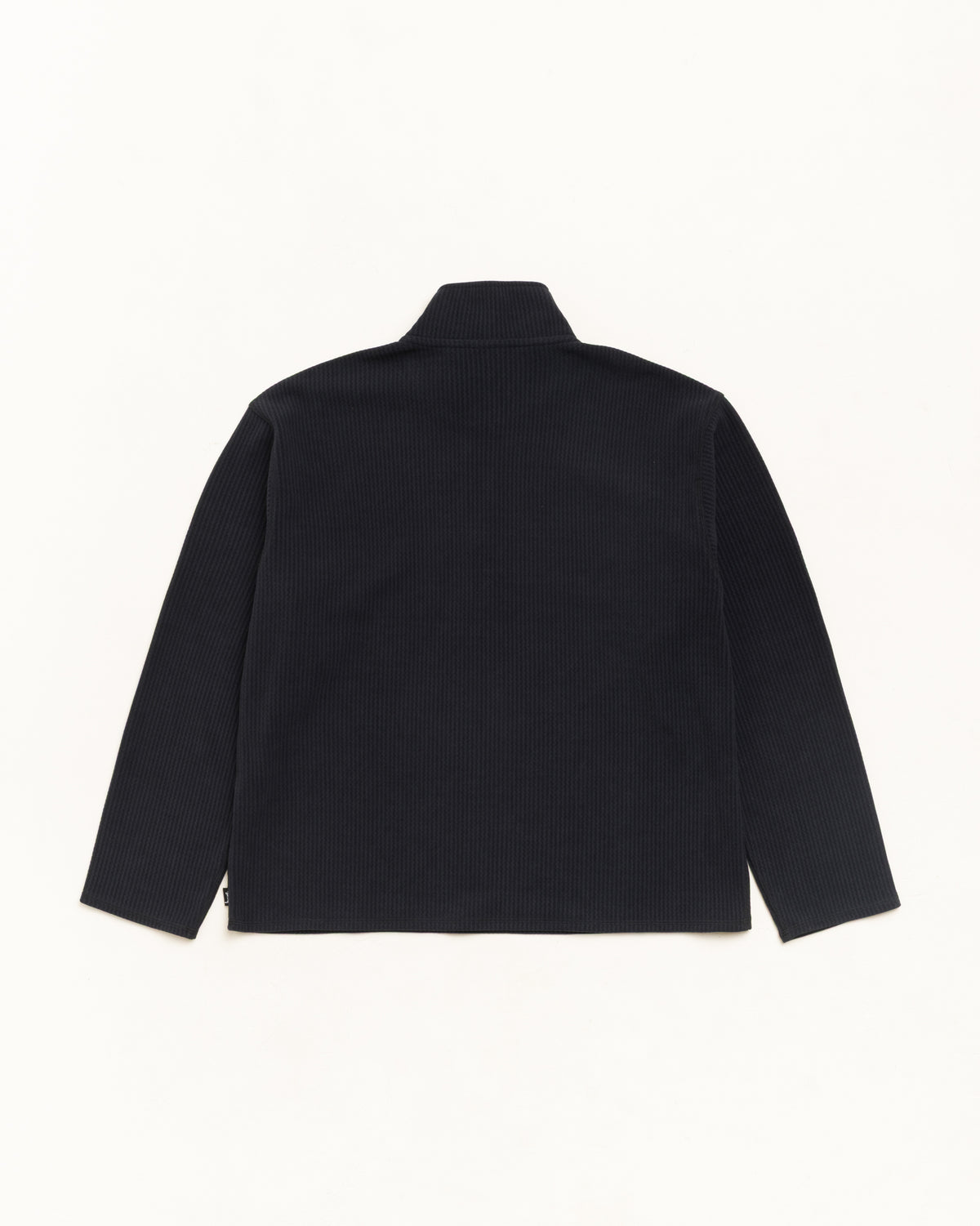 Textured Zip Mock Unisex Long Sleeve In Black