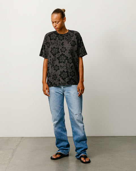 Lazy Floral Tee ユニセックスの半袖Tシャツ ヴィンテージブラック