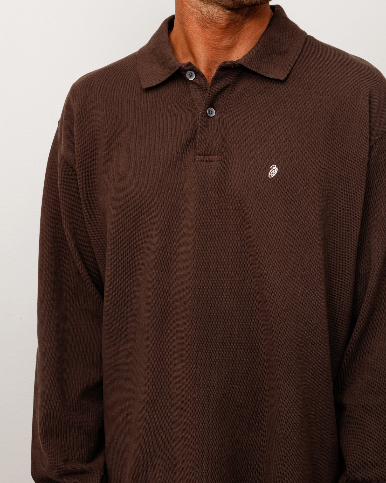 Classic Pique LS Polo - Brown | Tops & Knits | Stüssy Japan