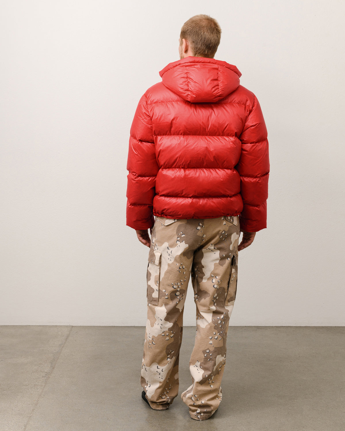 Micro Ripstop Down Parka Unisex Long Sleeve In Red