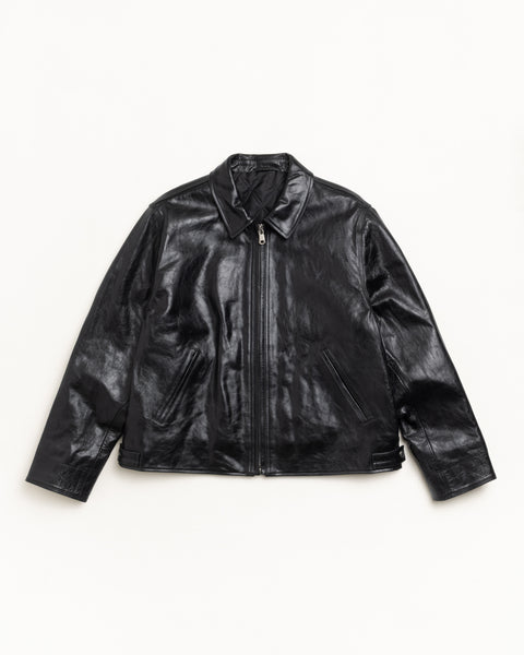 Garage Jacket Leather Mens Long Sleeve In Black
