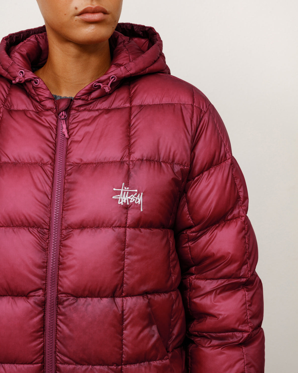 Midweight Hooded Puffer Unisex Long Sleeve In Fucshia