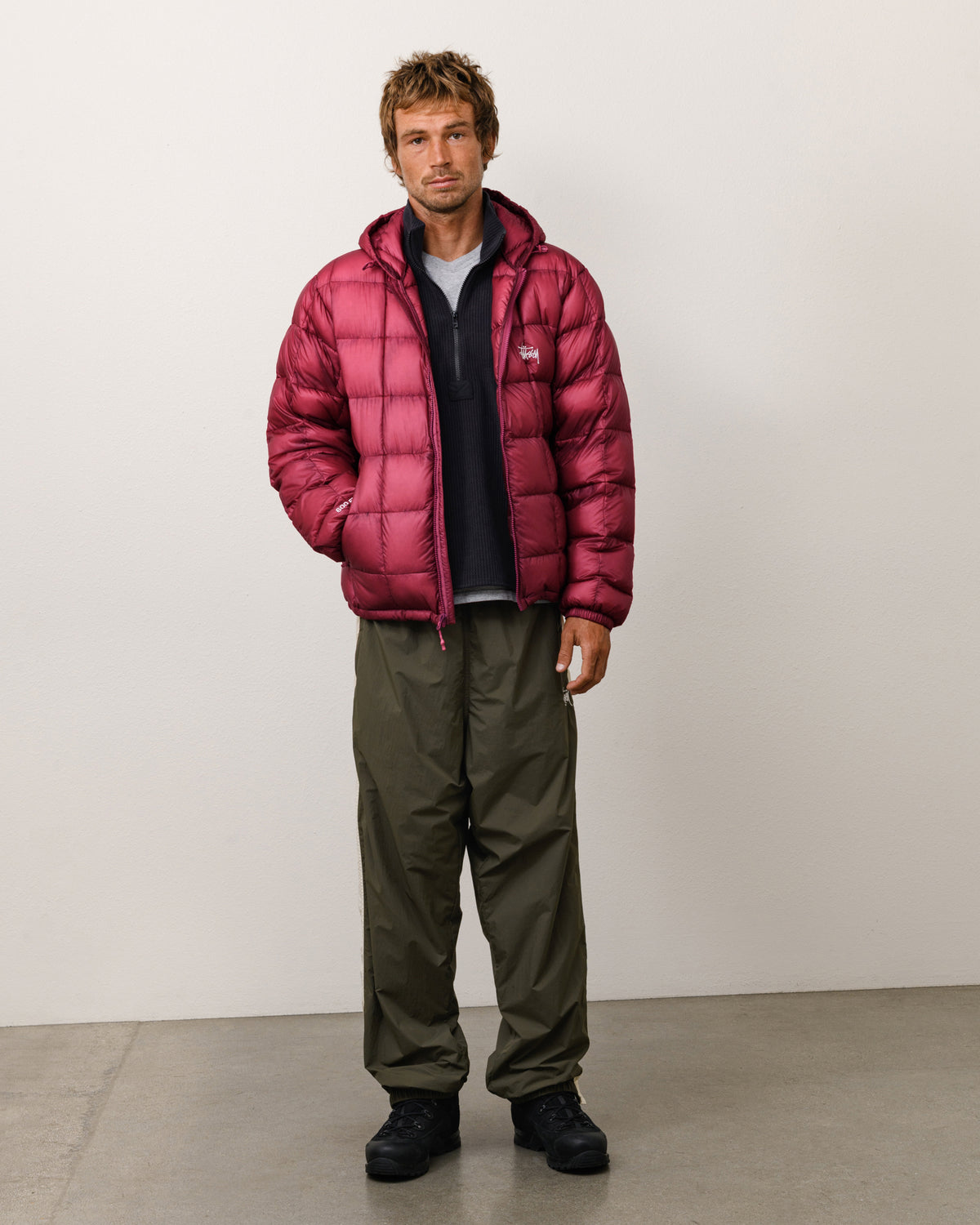 Midweight Hooded Puffer Unisex Long Sleeve In Fucshia