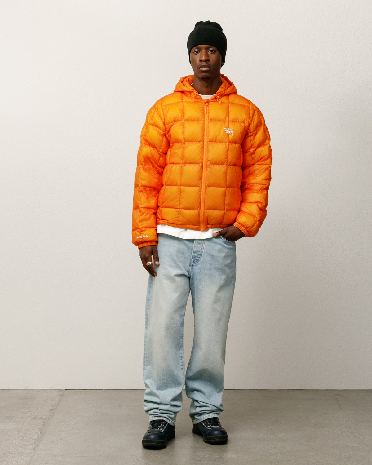 Midweight Hooded Puffer Unisex Long Sleeve In Orange
