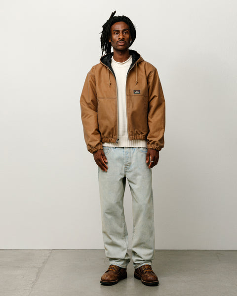 Work Jacket Waxed Cotton Mens Long Sleeve In Khaki