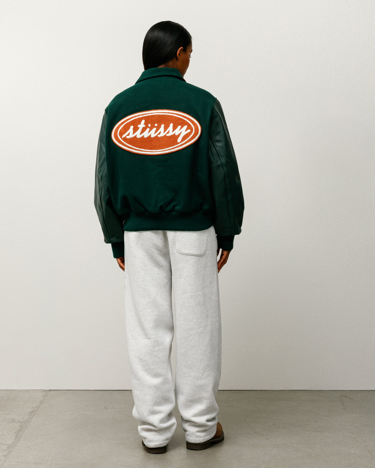 Script Oval Varsity Jacket – Green | Outerwear | Stüssy Japan