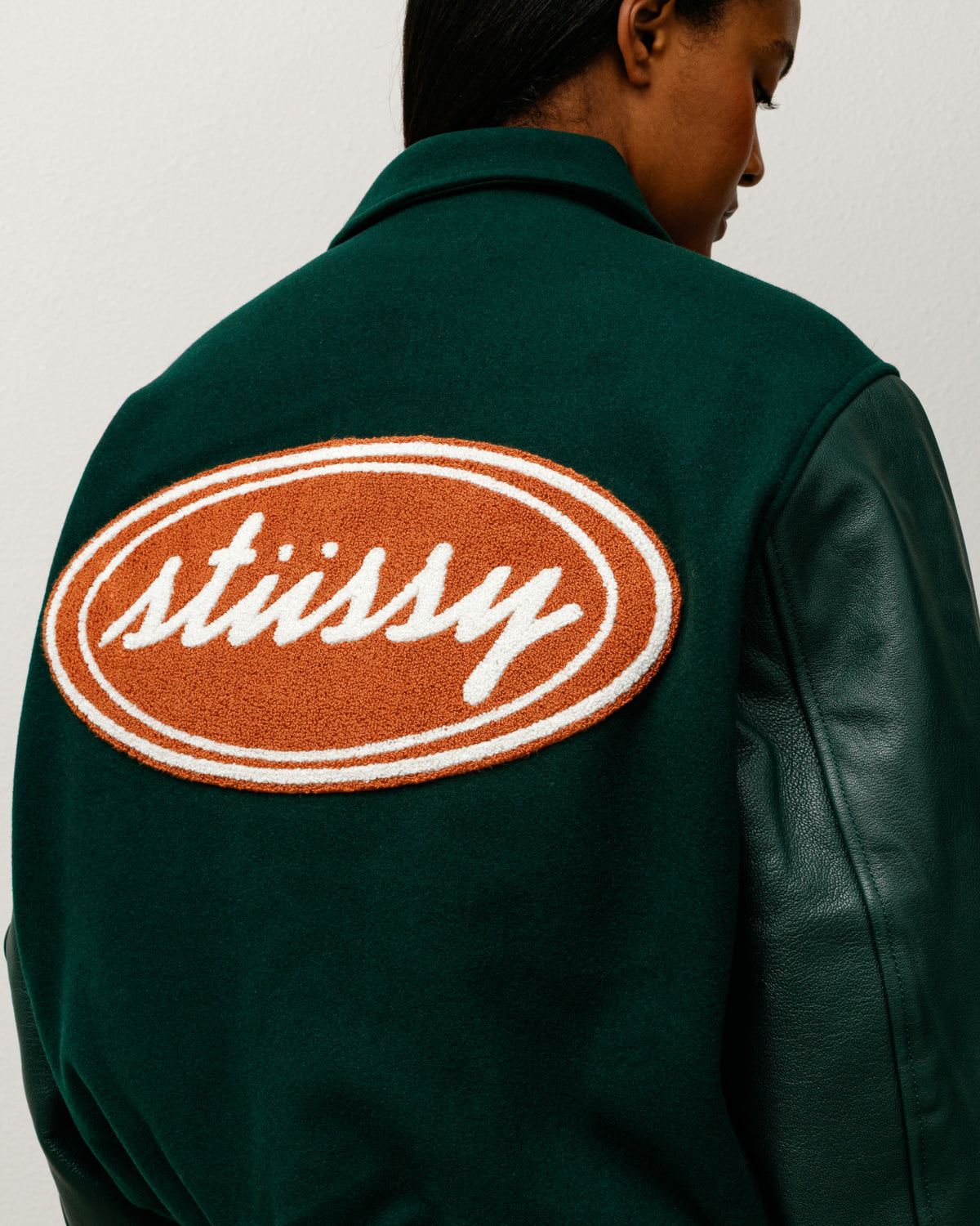 Script Oval Varsity Jacket – Green | Outerwear | Stüssy Japan