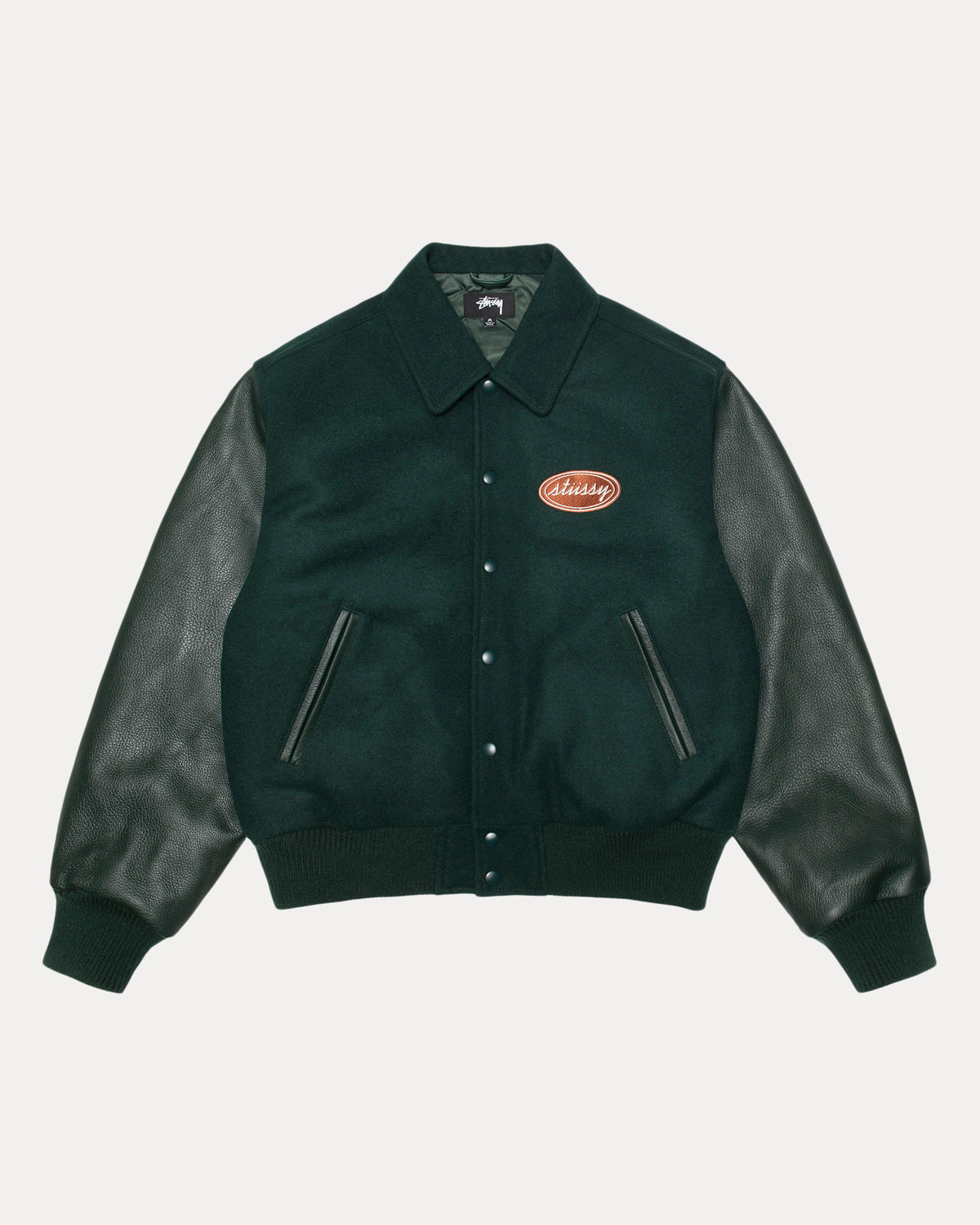 Script Oval Varsity Jacket – Green | Outerwear | Stüssy Japan