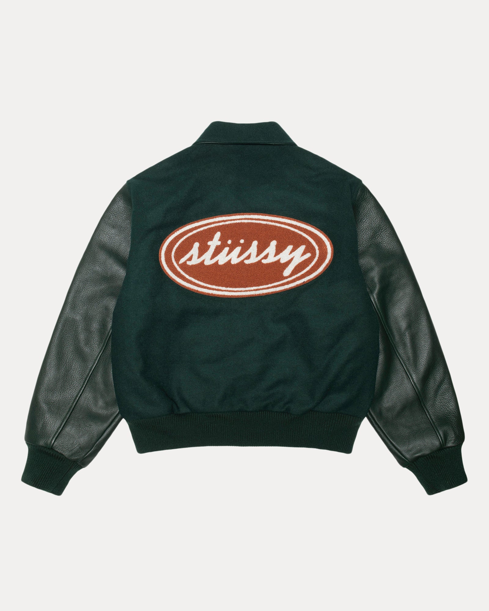 Script Oval Varsity Jacket – Green | Outerwear | Stüssy Japan