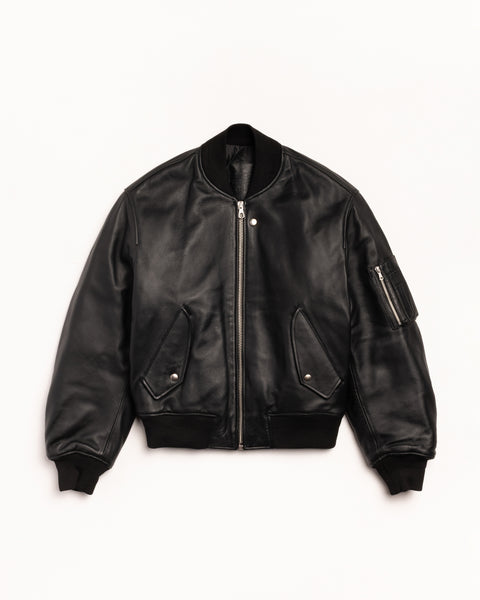 Built Leather Bomber Mens Long Sleeve In Black