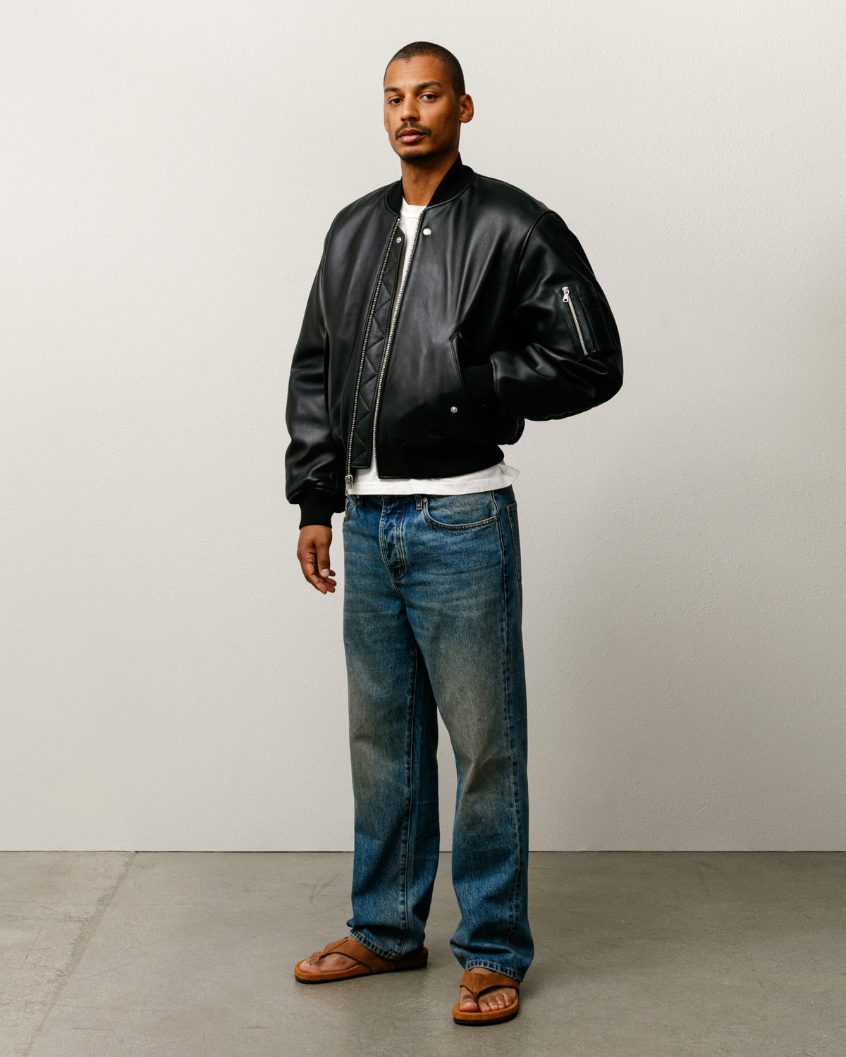 Leather Built Bomber – Black | Outerwear | Stüssy Japan