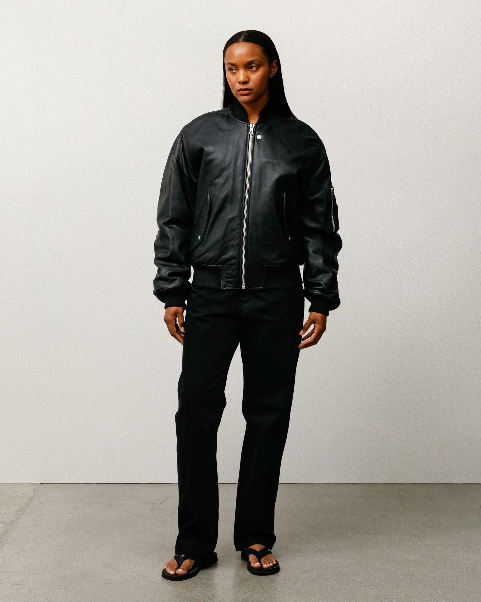 Leather Built Bomber – Black | Outerwear | Stüssy Japan