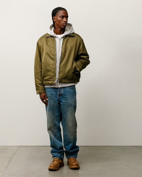 Pile Lined Zip Jacket Mens Long Sleeve In Olive