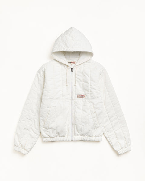 Quilted Canvas Work Jacket Mens Long Sleeve In Bone