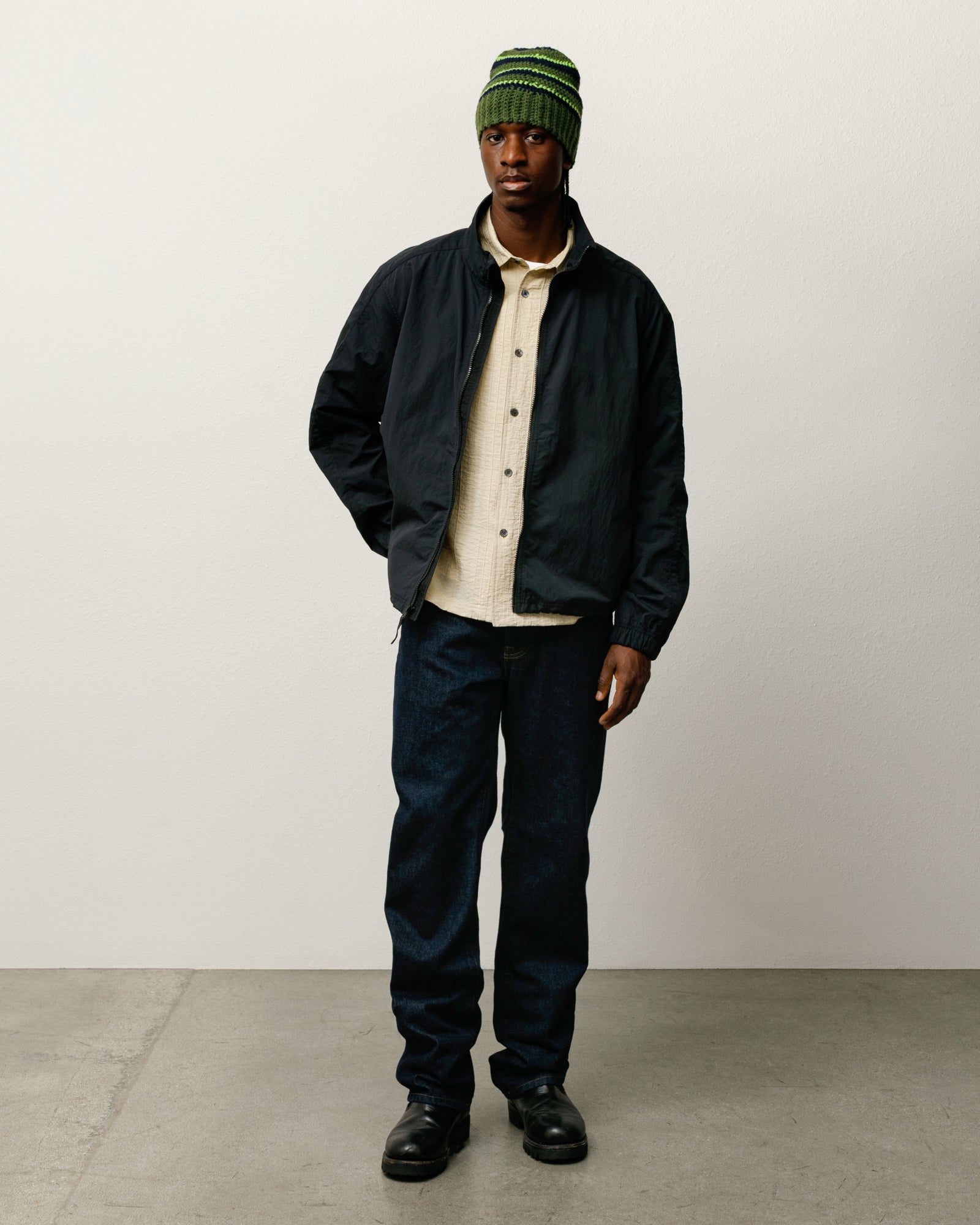 SIMPLE PROJECT ブラック ストライプ ジャケット M SIMPLE PROJECT HALF ZIP BLAZER – Remold Lab