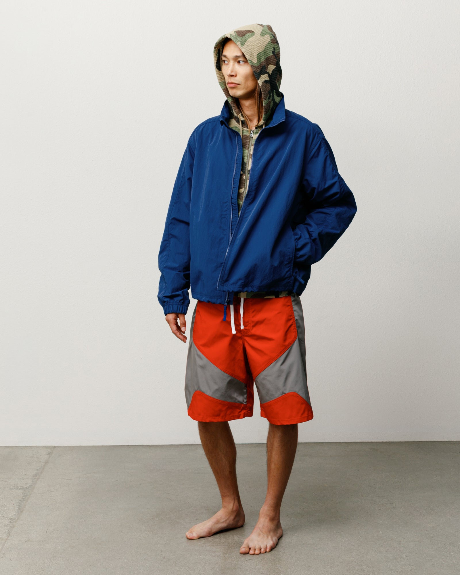 Lightweight Mock Jacket Unisex Long Sleeve In Blue