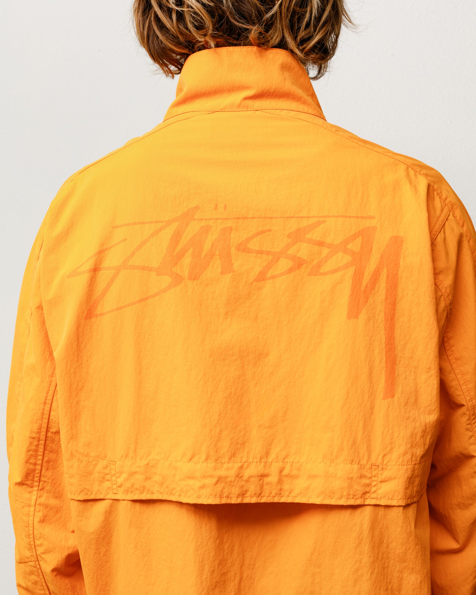 Lightweight Mock Jacket Unisex Long Sleeve In Orange