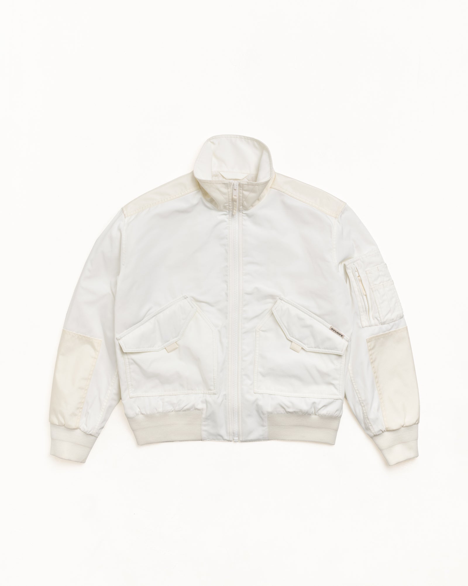 Mock Neck Flight Bomber – White | Outerwear | Stüssy Japan