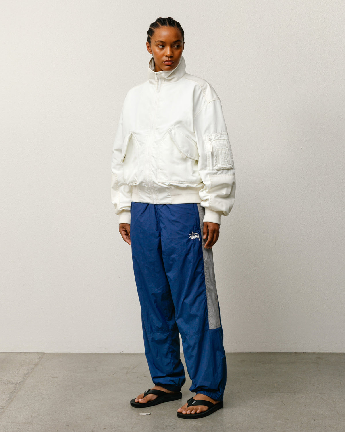 Mock Neck Flight Bomber – White | Outerwear | Stüssy Japan