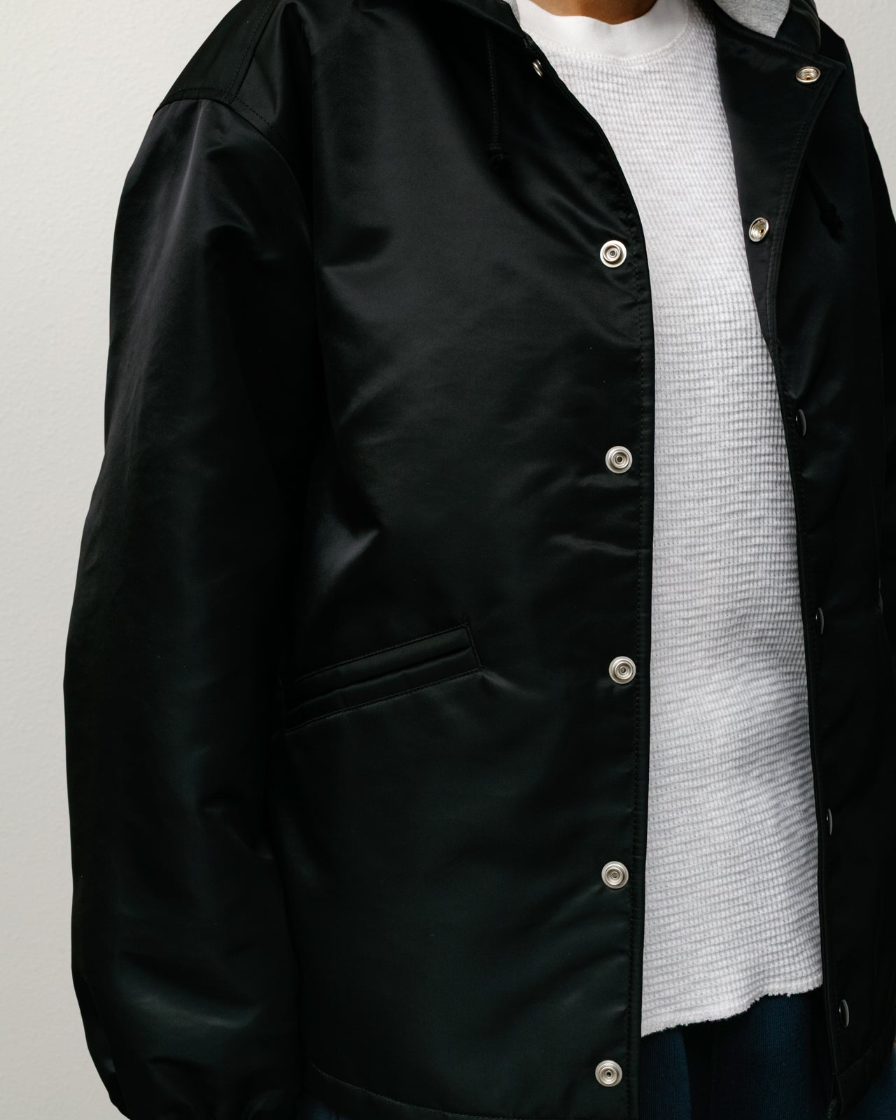 Hooded Coaches Jacket Mens Long Sleeve In Black