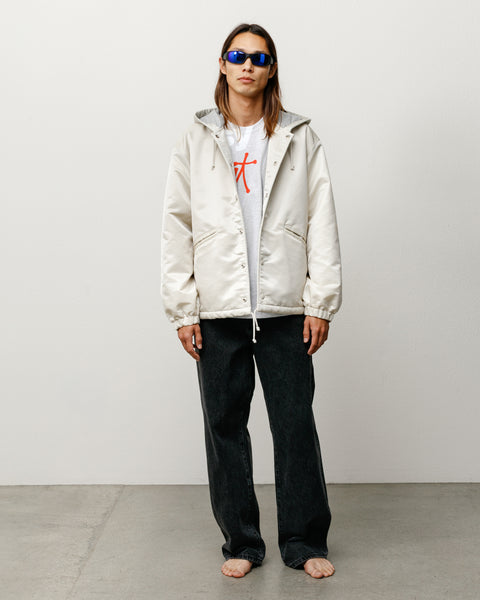 Hooded Coaches Jacket Unisex Long Sleeve In Bone