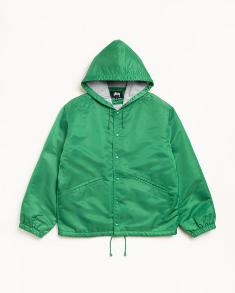 Hooded Coaches Jacket Mens Long Sleeve In Green