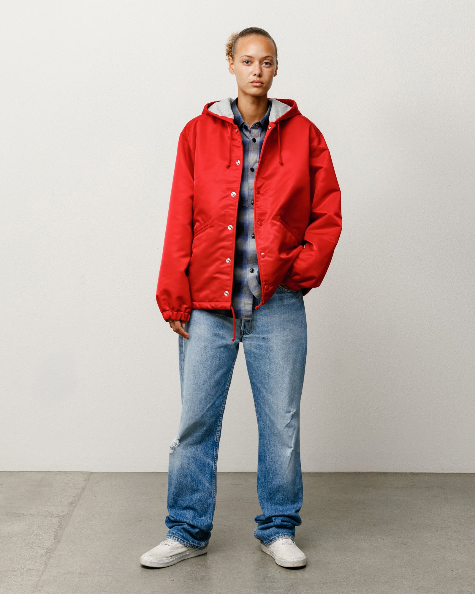 Hooded Coaches Jacket – Red | Outerwear | Stüssy Japan