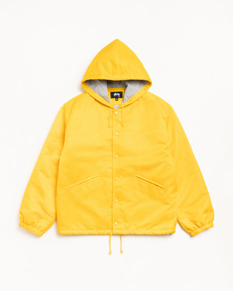 Hooded Coaches Jacket Mens Long Sleeve In Yellow