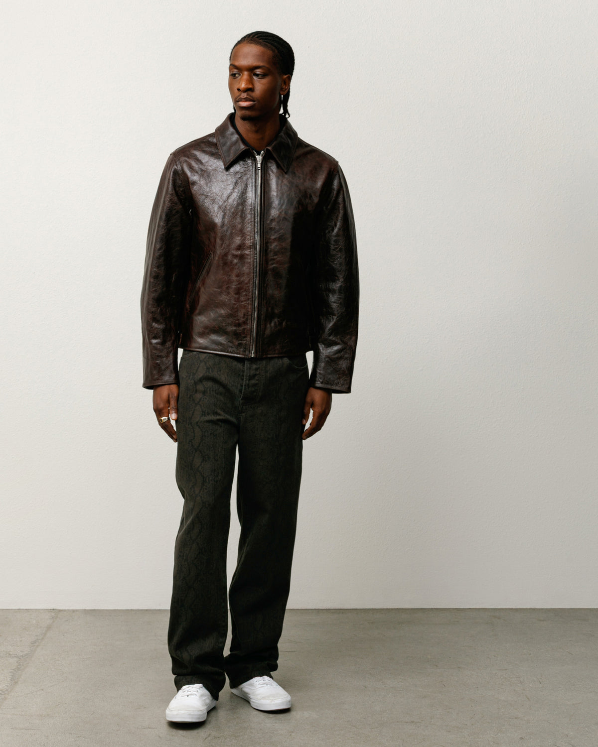 Garage Jacket Leather - Dark Brown | Outerwear | Stüssy Japan