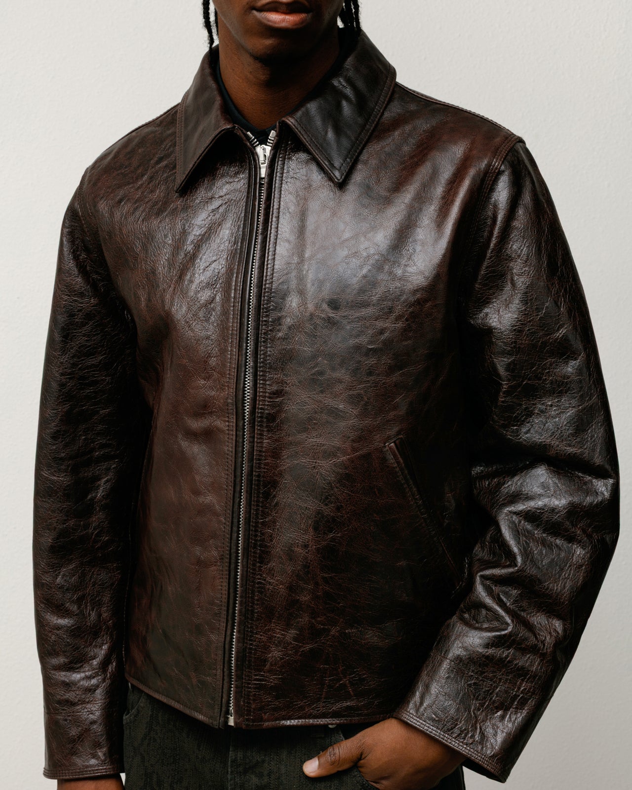 Garage Jacket Leather – Dark Brown | Outerwear | Stüssy Japan