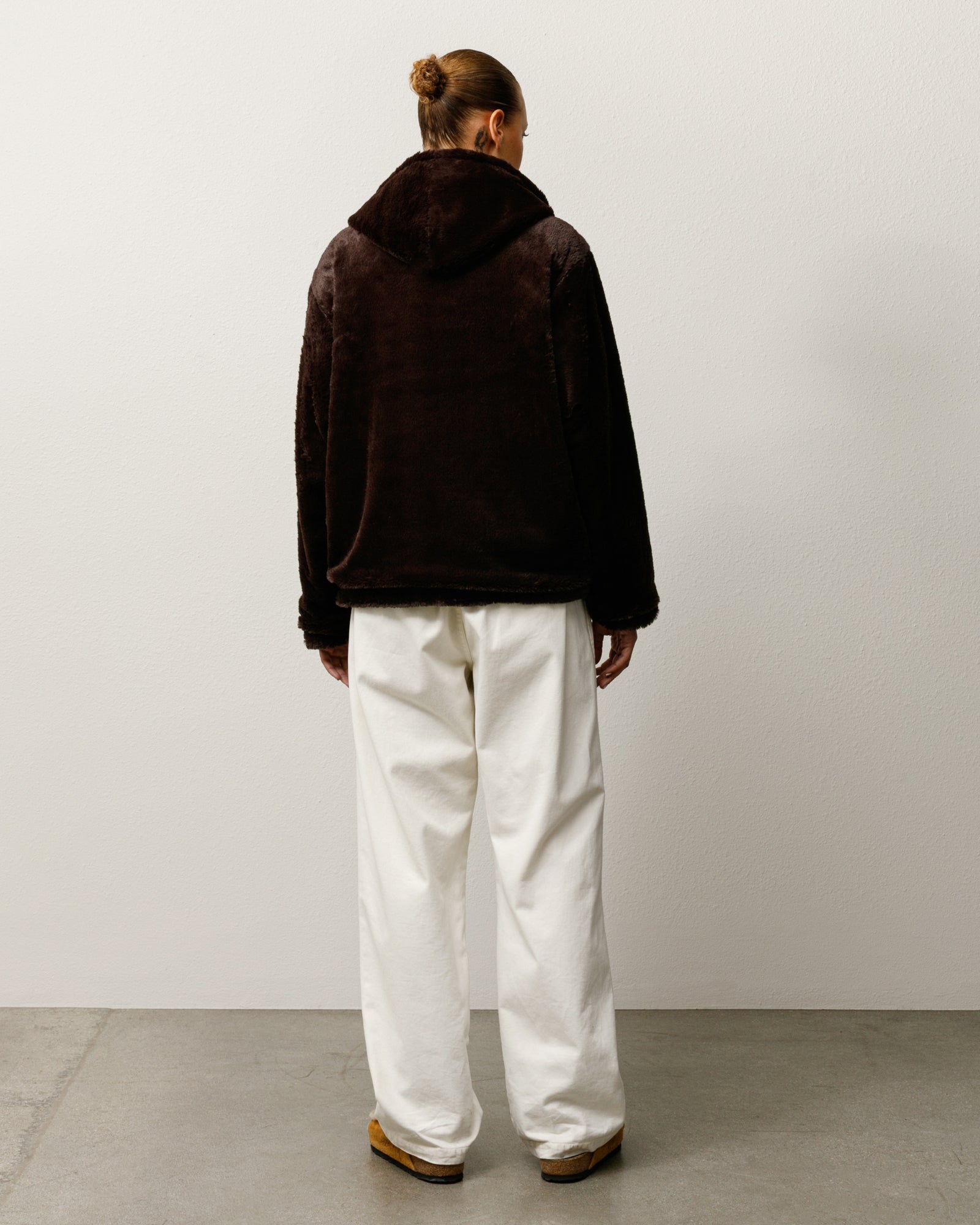 Reversible Hooded Jacket Mens Long Sleeve In Brown