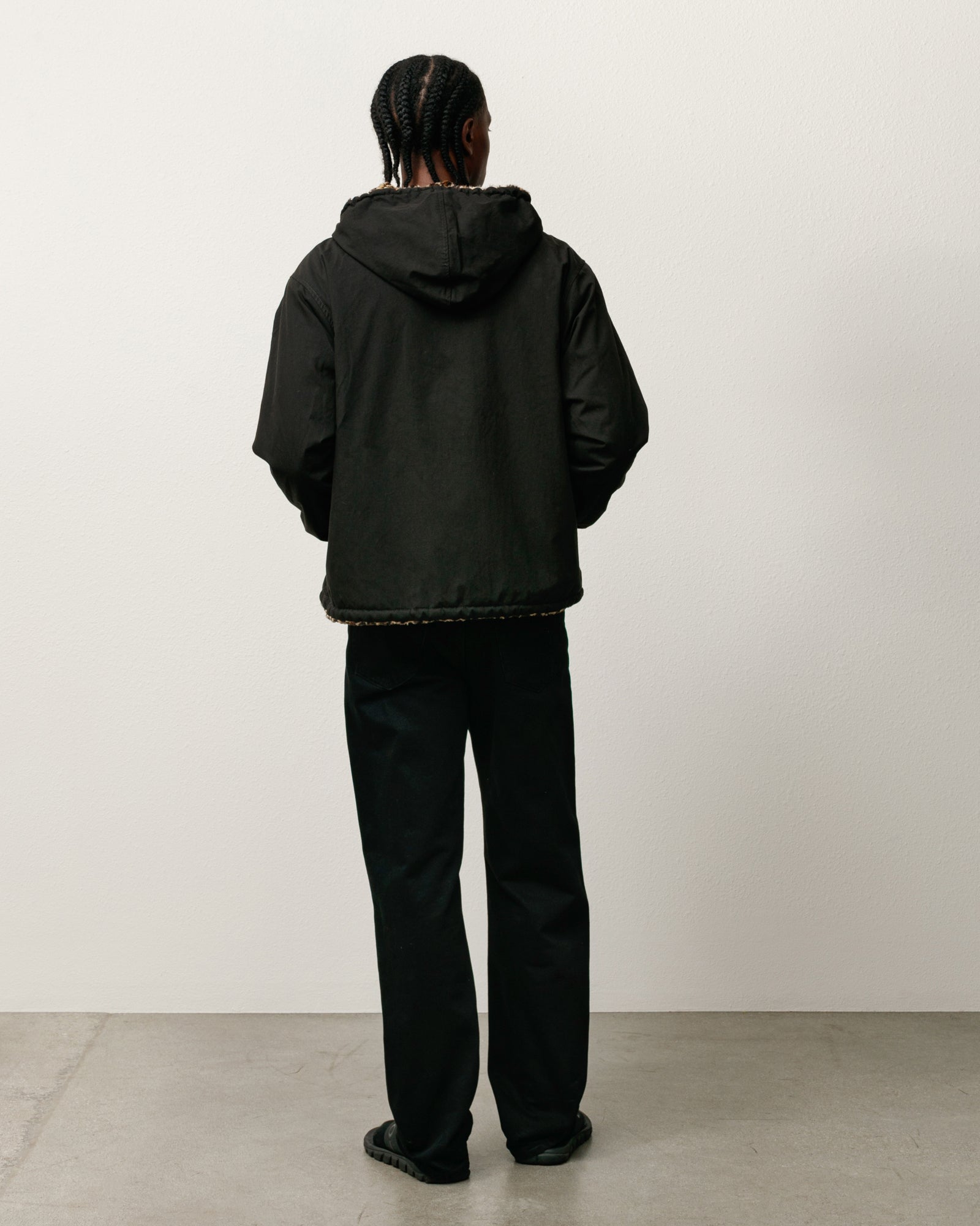 Reversible Hooded Jacket Mens Long Sleeve In Leopard