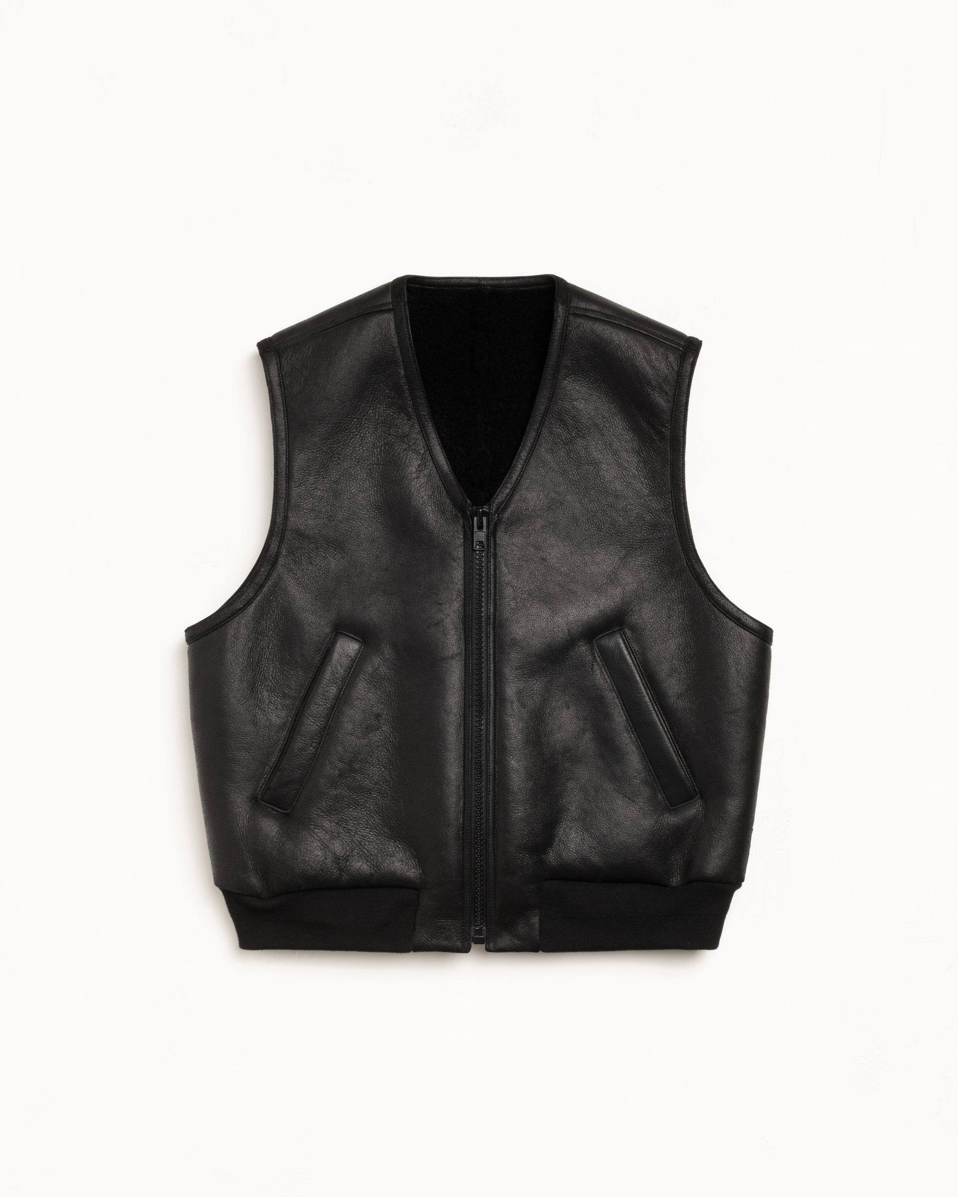 Shearling Vest Mens Sleeveless In Black