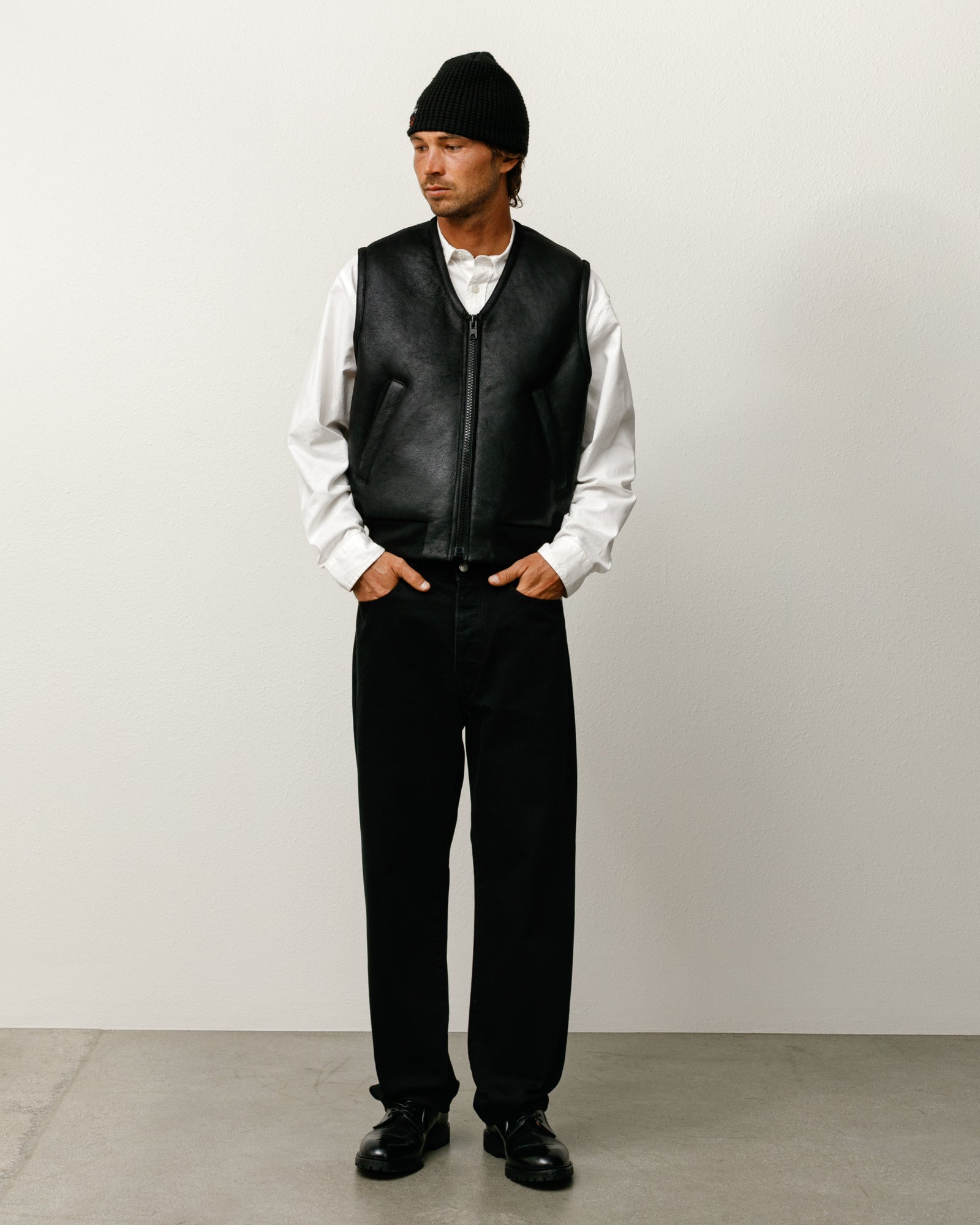 Shearling Vest Mens Sleeveless In Black