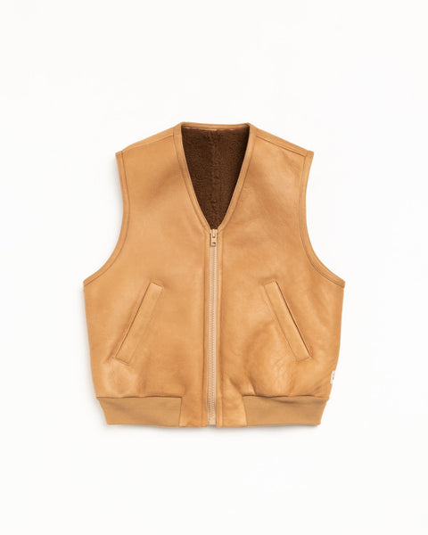 Shearling Vest Mens Sleeveless In Tan