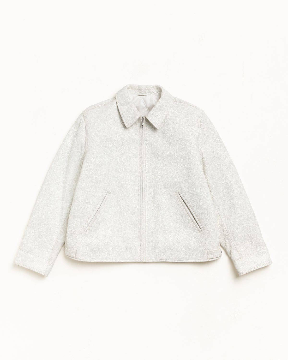 Garage Jacket Cracked Leather – White | Outerwear | Stüssy Japan
