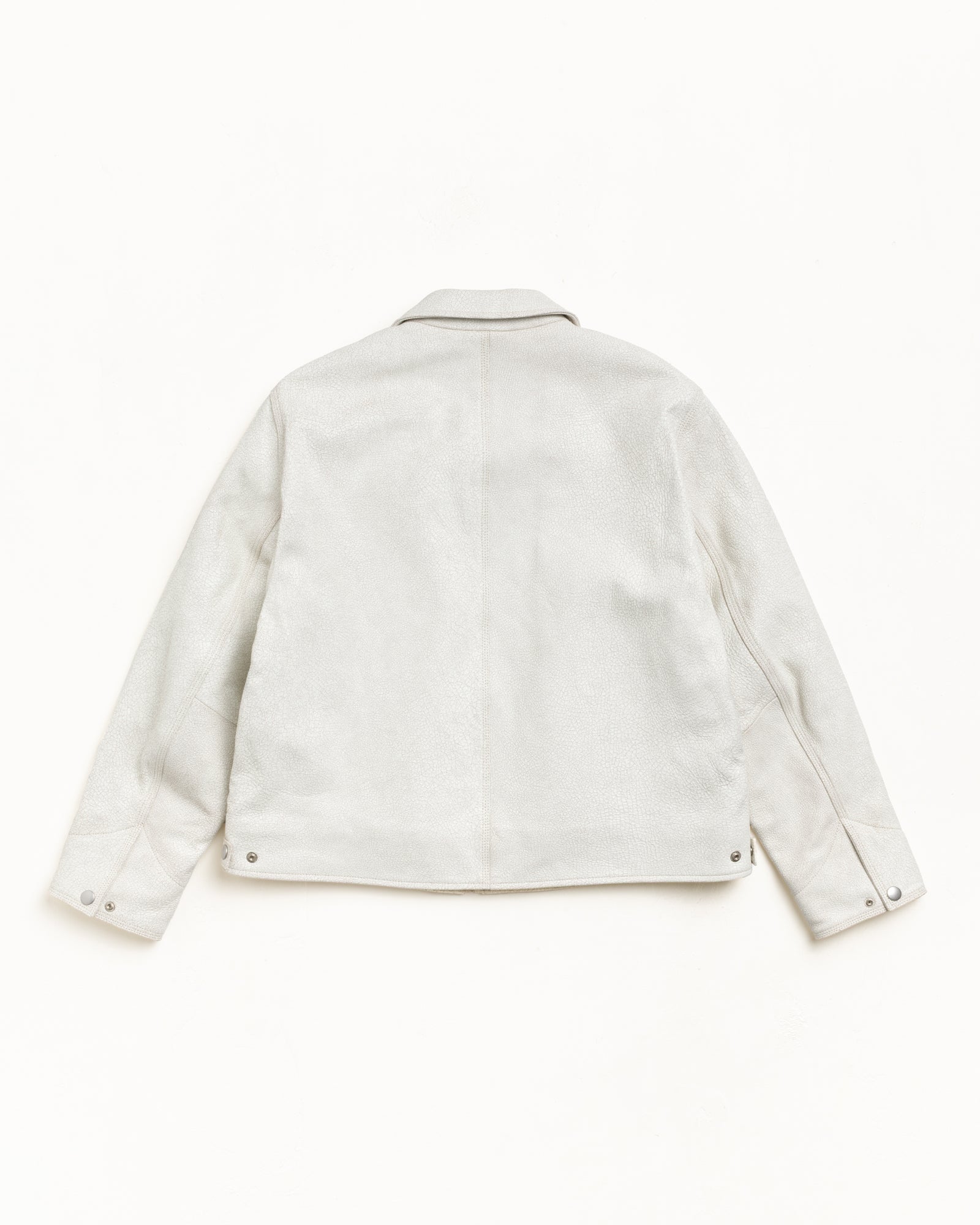 Garage Jacket Cracked Leather – White | Outerwear | Stüssy Japan