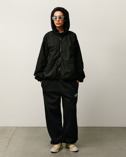 Double Cotton Hooded Jacket Mens Long Sleeve In Black