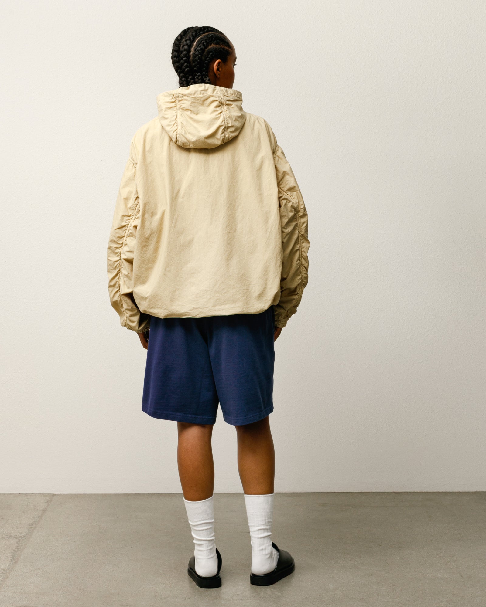 Double Cotton Hooded Jacket Mens Long Sleeve In Sand