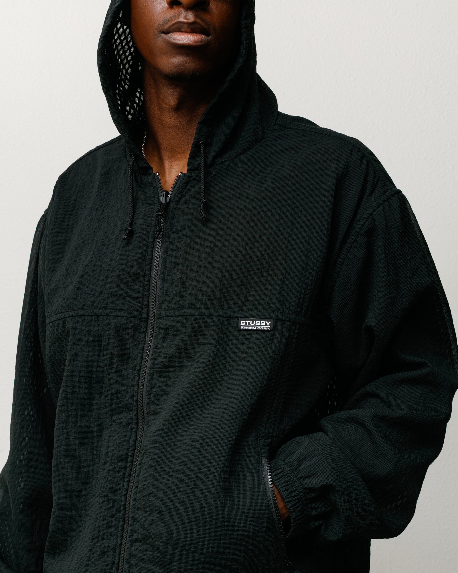Layered Mesh Hooded Jacket – Black | Outerwear | Stüssy Japan