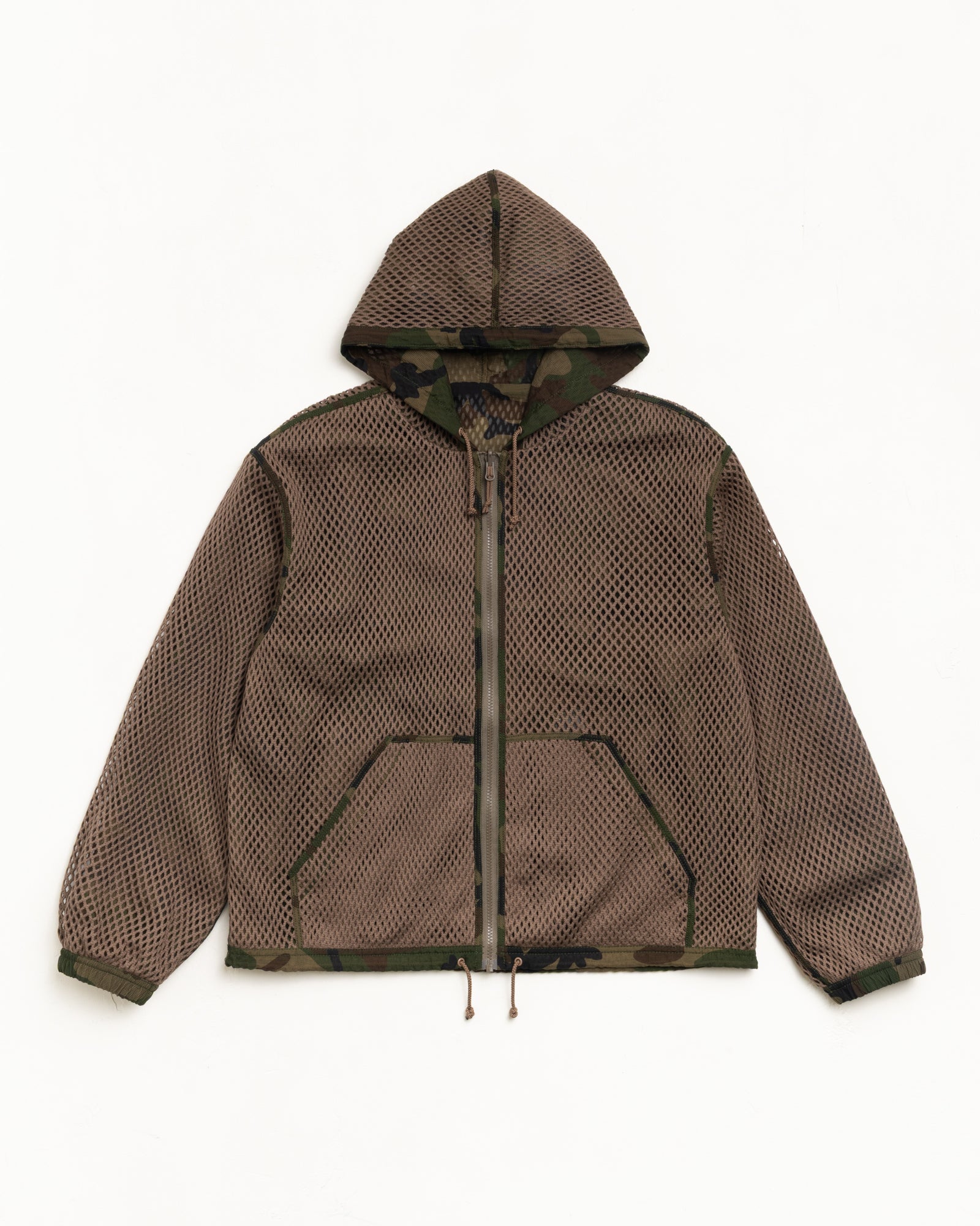 Layered Mesh Hooded Jacket Unisex Long Sleeve In Woodland Camo