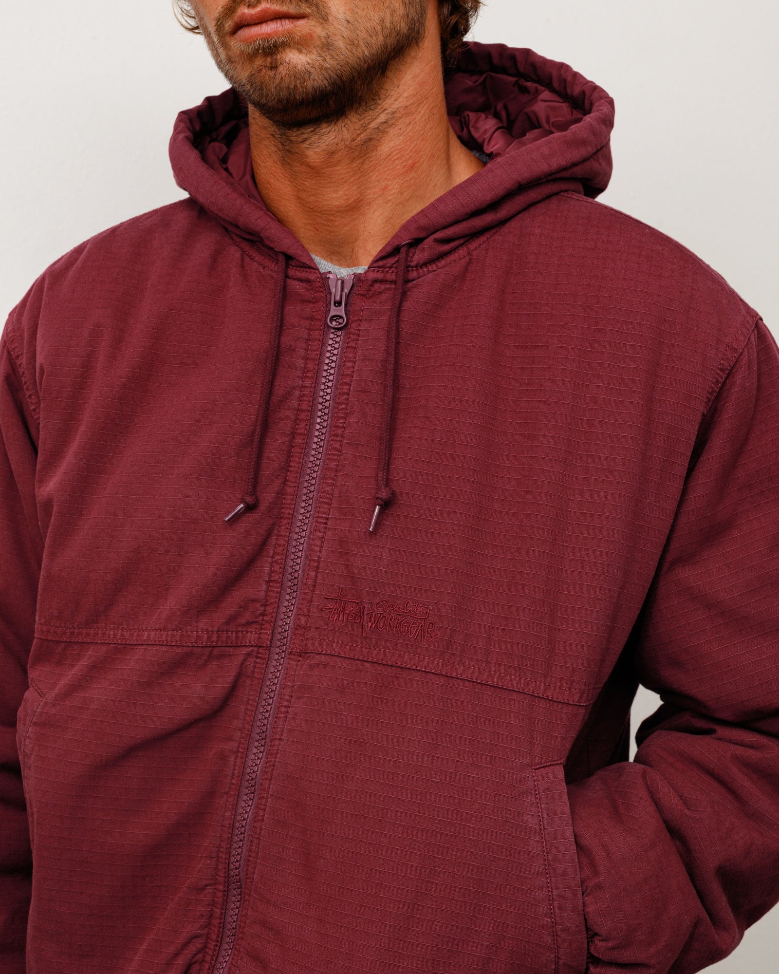 Ripstop Work Jacket - Burgundy | Outerwear | Stüssy Japan