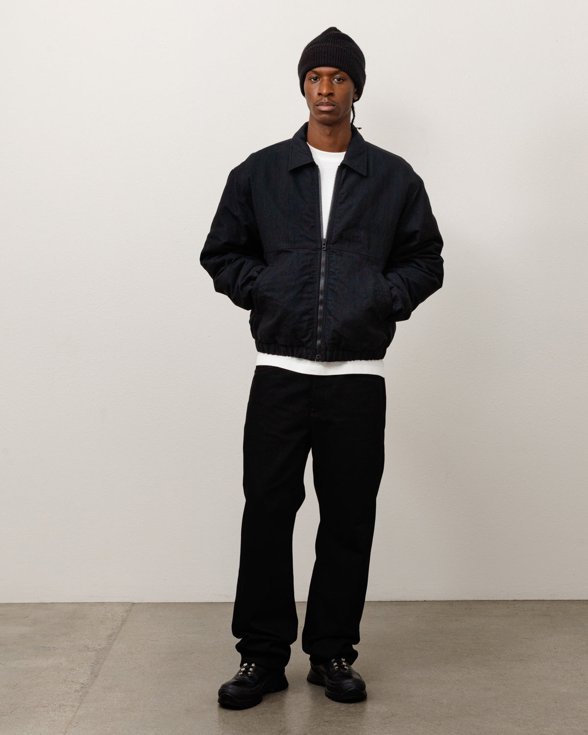 Nyco Collared Work Jacket Unisex Long Sleeve In Black