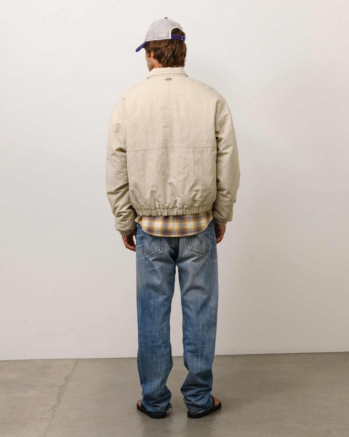 Nyco Collared Work Jacket Unisex Long Sleeve In Sand