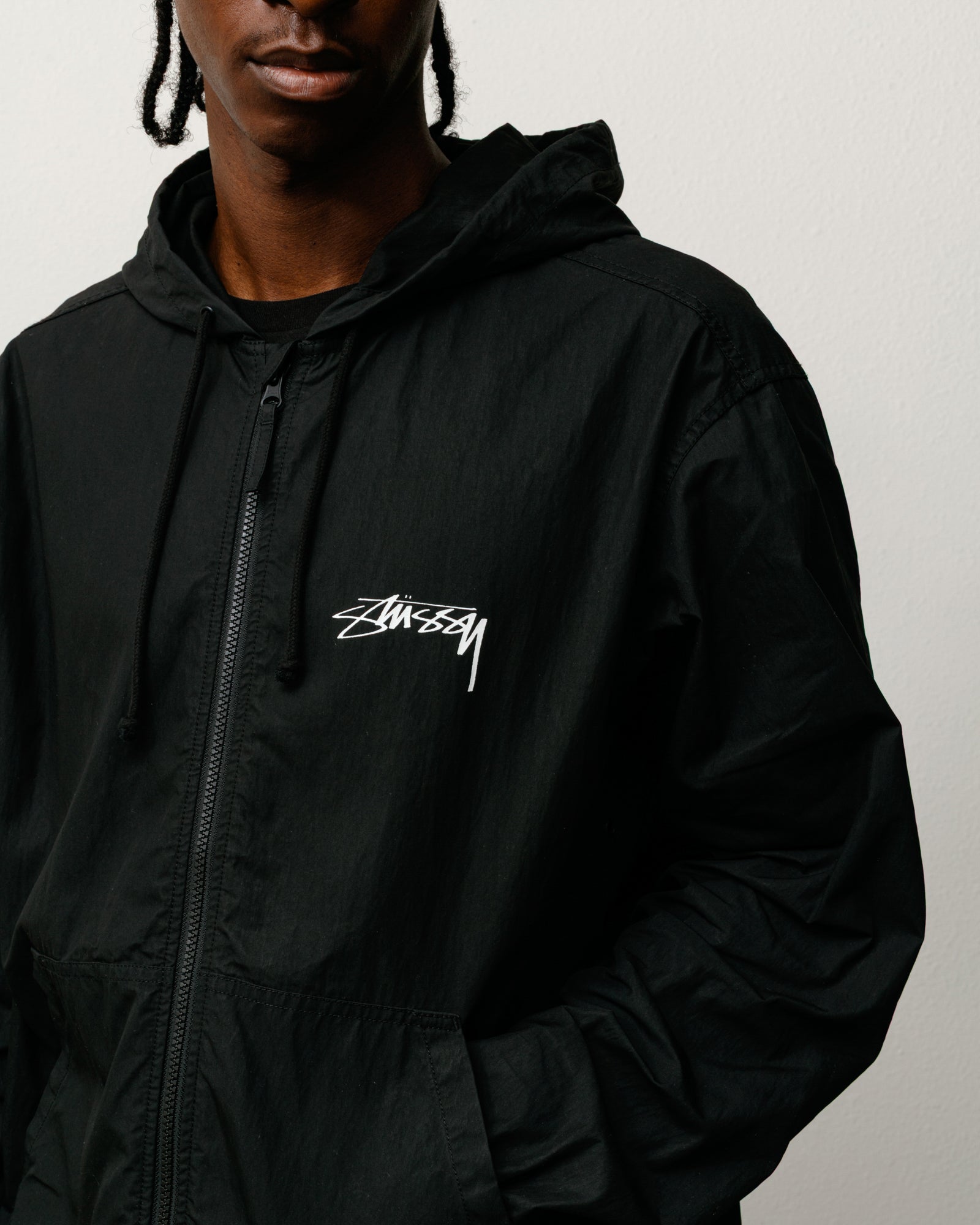 Waxed Cotton Beach Shell - Black | Outerwear | Stüssy Japan