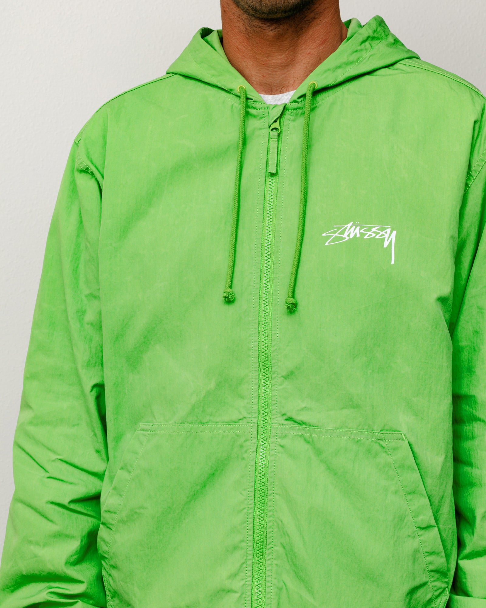 Stüssy ワックスドコットン製ビーチシェルジャケット、キウイカラー