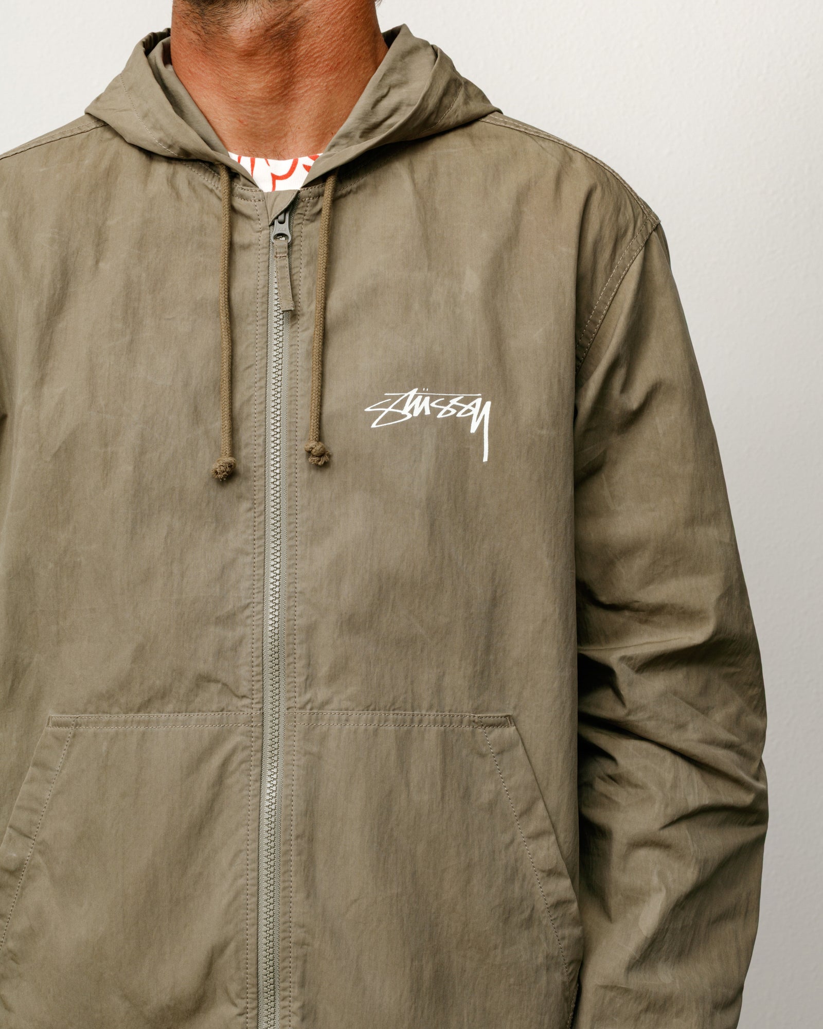 Waxed Cotton Beach Shell - Olive | Outerwear | Stüssy Japan