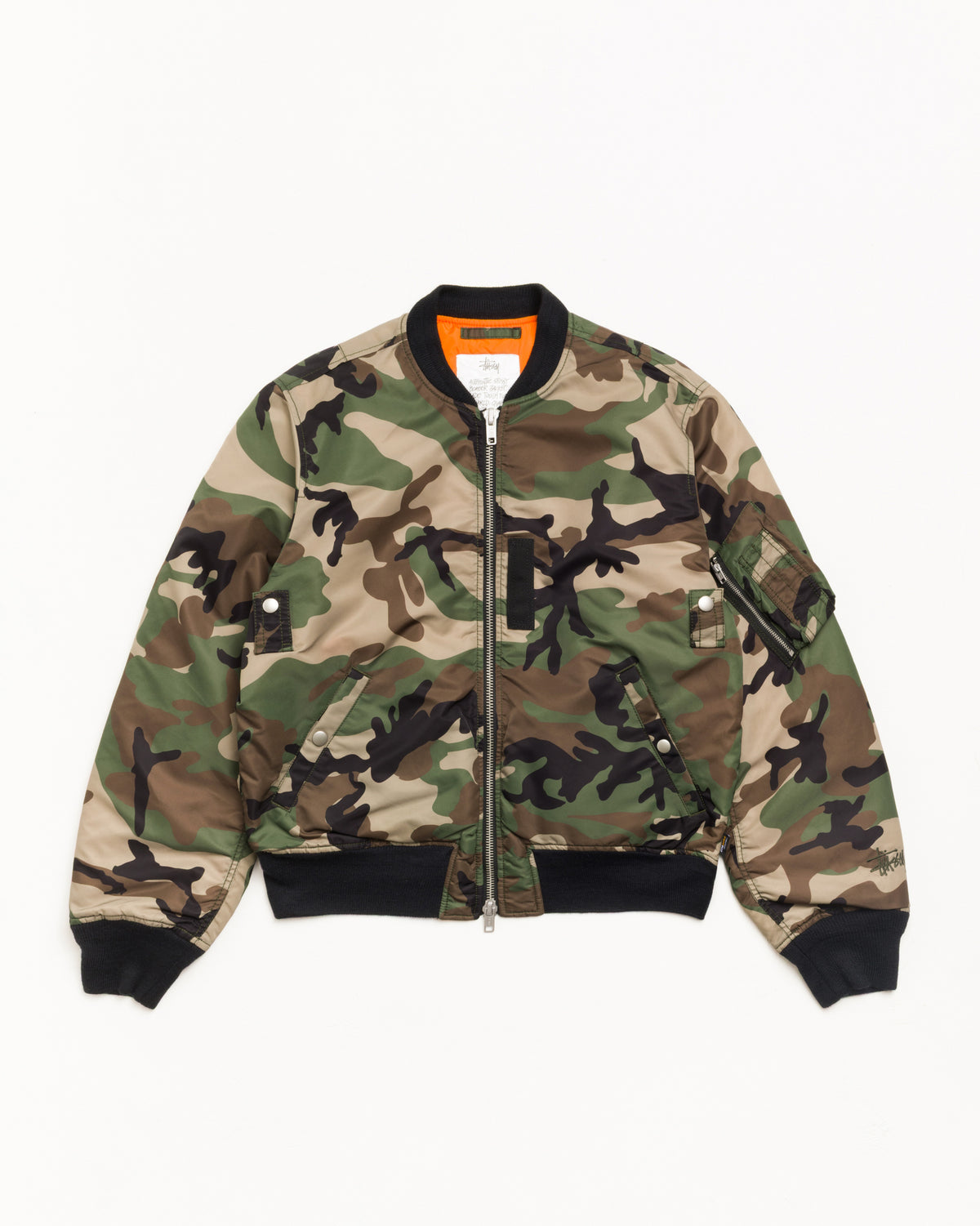 Ma-1 Bomber Unisex Long Sleeve In Woodland Camo